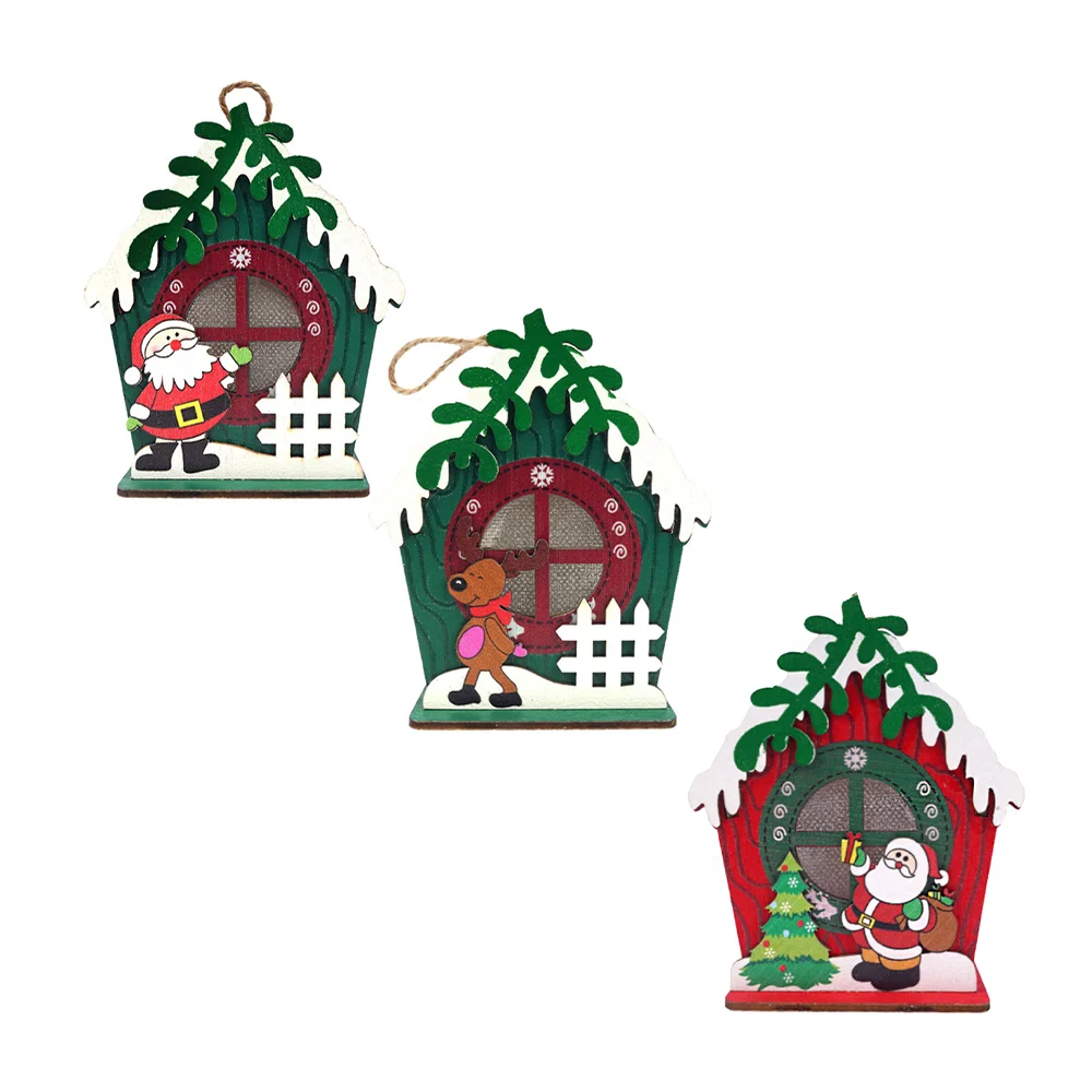 1pz Adorno colgante pequeño en forma de casita led navideña, variedad…