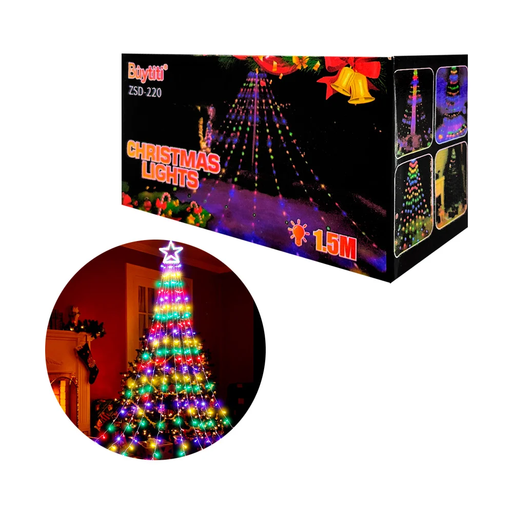 Serie de luces navideñas 1.5m en forma de pino-piramide, multicolor, …