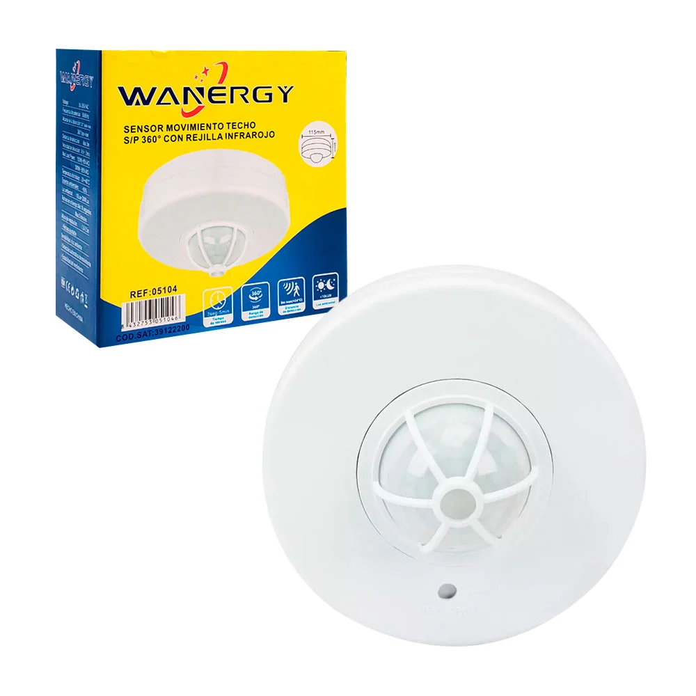 Sensor de movimiento para techo wanergy giro 360 con rejilla infrarro…