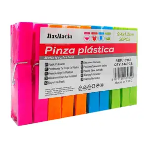 Paquete con 20 pinzas de plástico para colgar ropa, 9.4 x 1.2cm, vari…