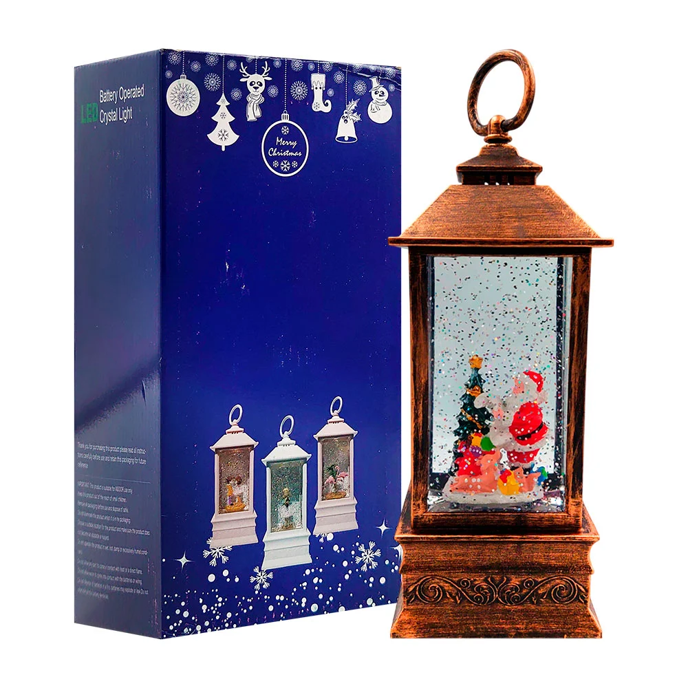 Lámpara vintage navideña, decorativa con luz y sonido + figura encaps…