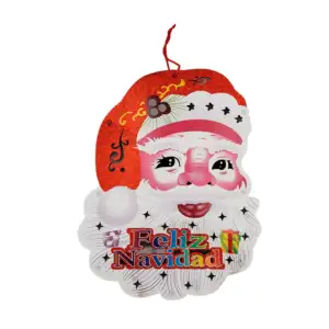 Adorno colgante decorativo, en forma de cara de santa claus con ilumi…