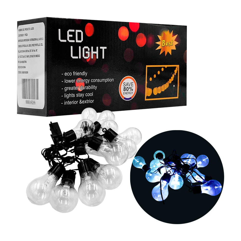 1pza Serie guirnalda decorativa en forma de focos navideños e ilumina…
