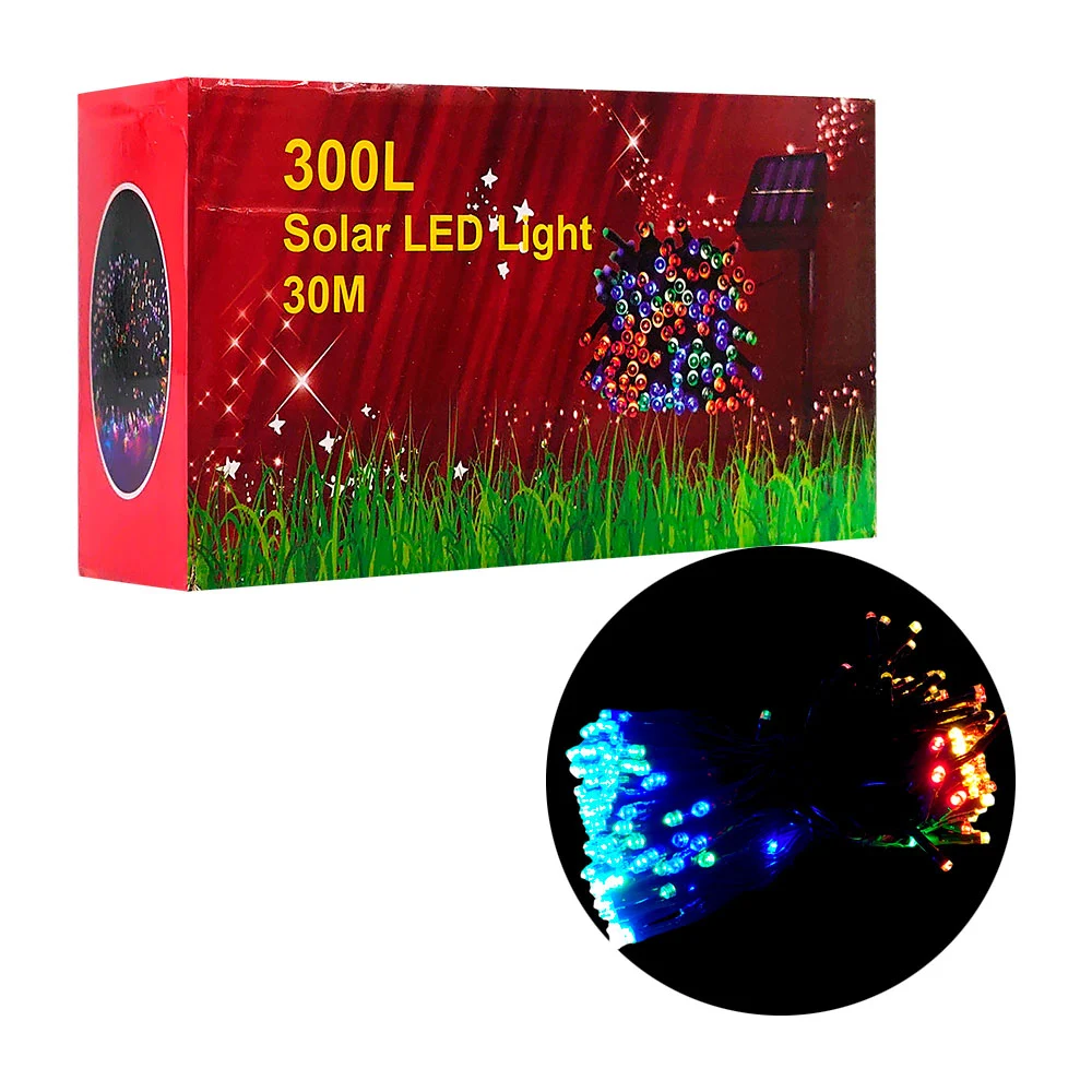 Serie guirnalda navideña decorativa de exterior con panel solar y col…