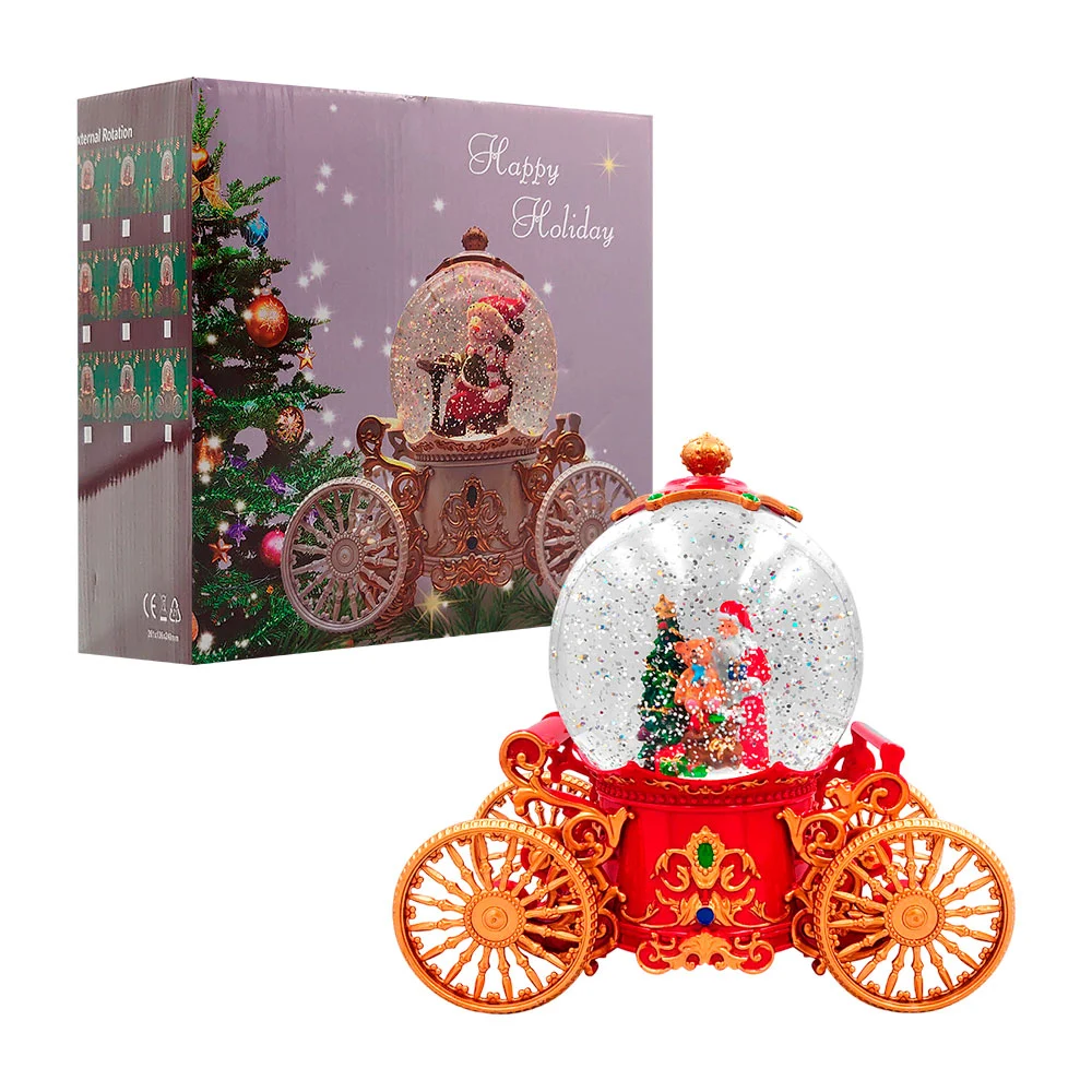 Adorno navideño en forma de carruaje redondo con mini figura interna …