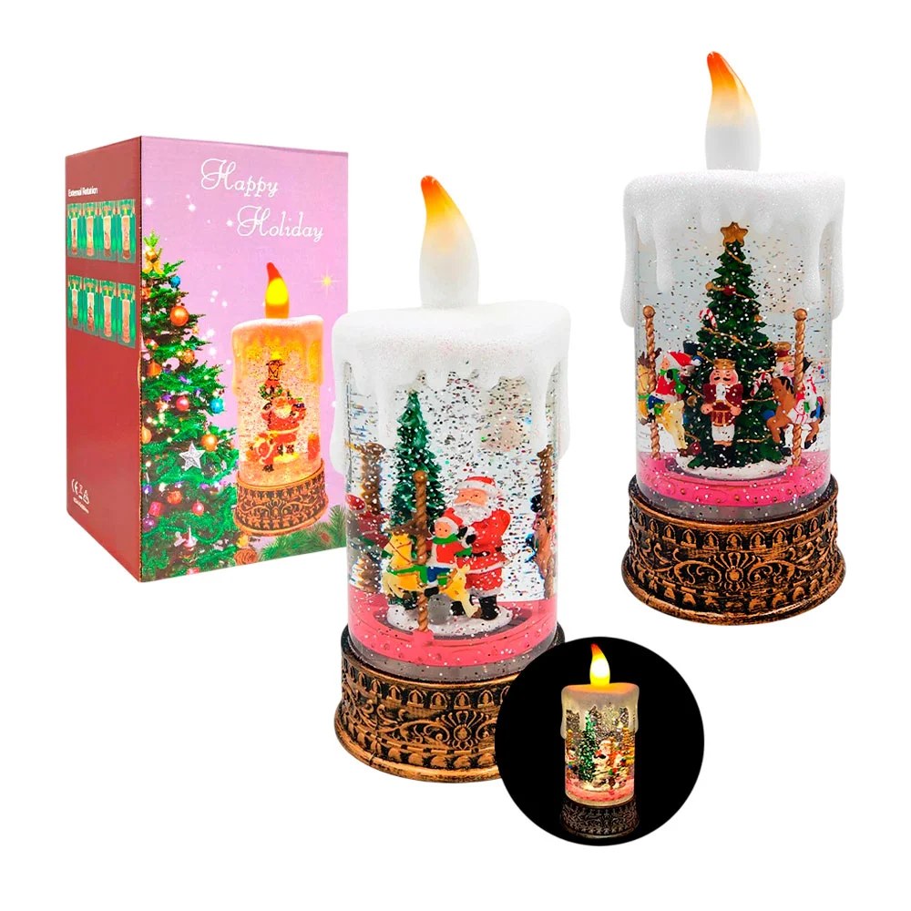 1pza Adorno navideño led en forma de vela grande con figura interna y…