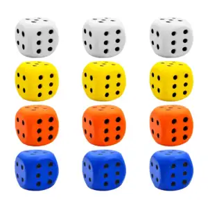 Paquete con 12 dados 6x6cm suaves antiestrés, variedad de colores / 1…