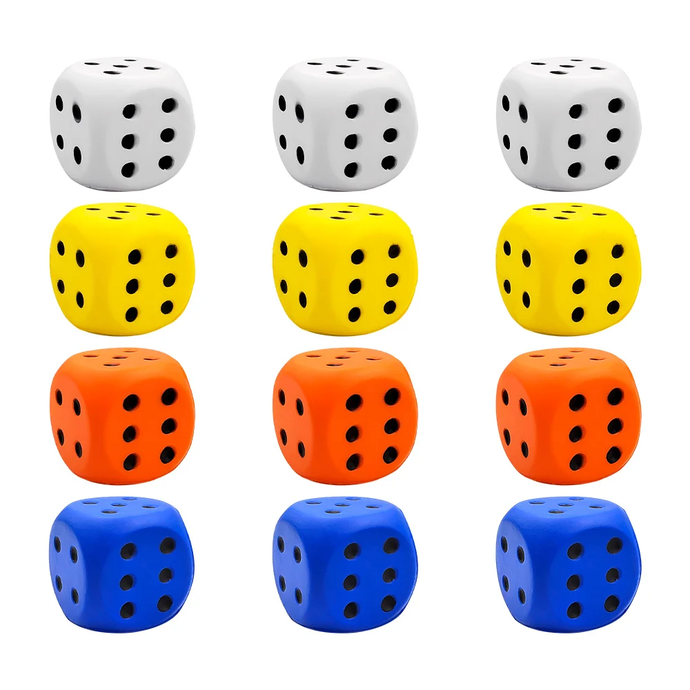 Paquete con 12 dados 6x6cm suaves antiestrés, variedad de colores / 1…