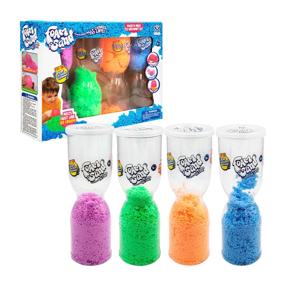 Paquete con 4 tubos reloj de arena kinesica foam sand, variedad de co…