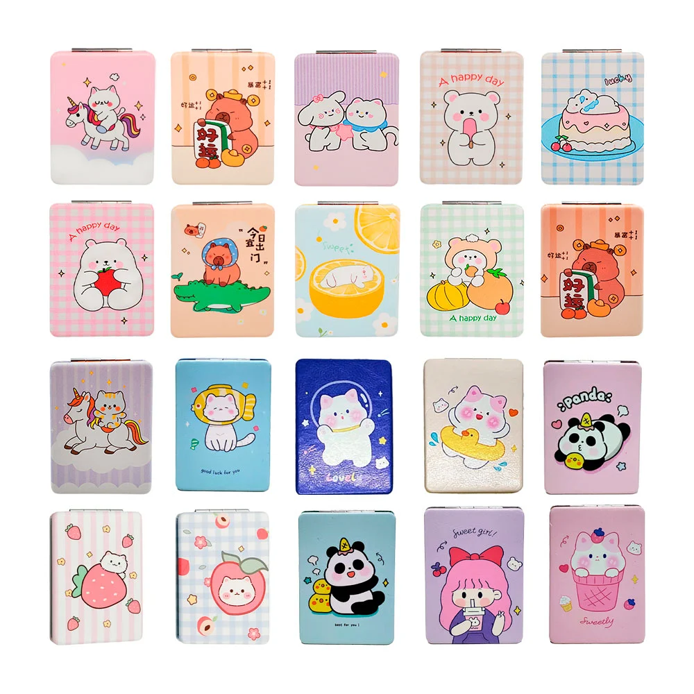 1pza Espejo rectangular de bolsillo doble, con diseño de animales, pa…