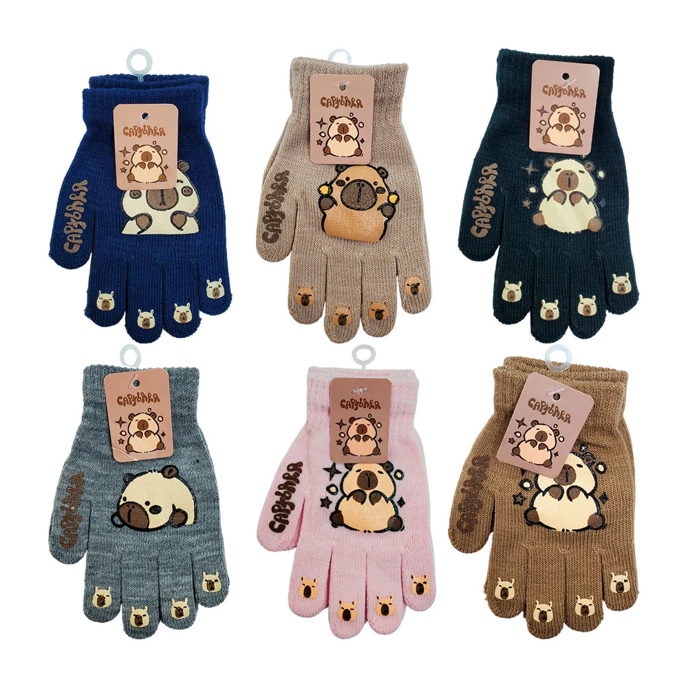 Par de guantes infantiles, afelpados con estampado de capibara, varie…