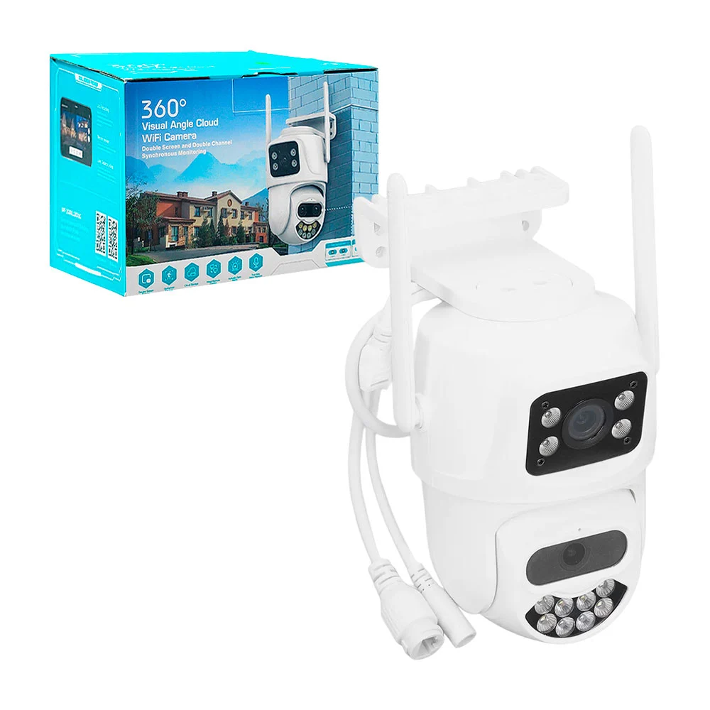 Cámara de seguridad inteligente wifi 360° con doble lente y 2 antenas…