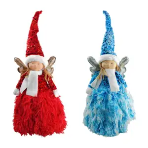 Ángel navideño afelpado con detalles de lentejuela, glitter, variedad…