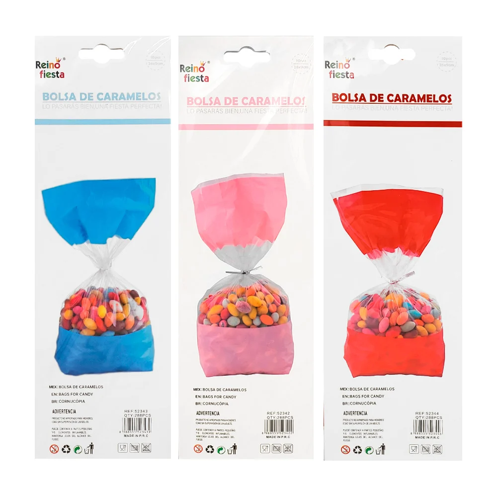 Paquete de 10 bolsas para caramelos de fiesta, variedad de colores / …