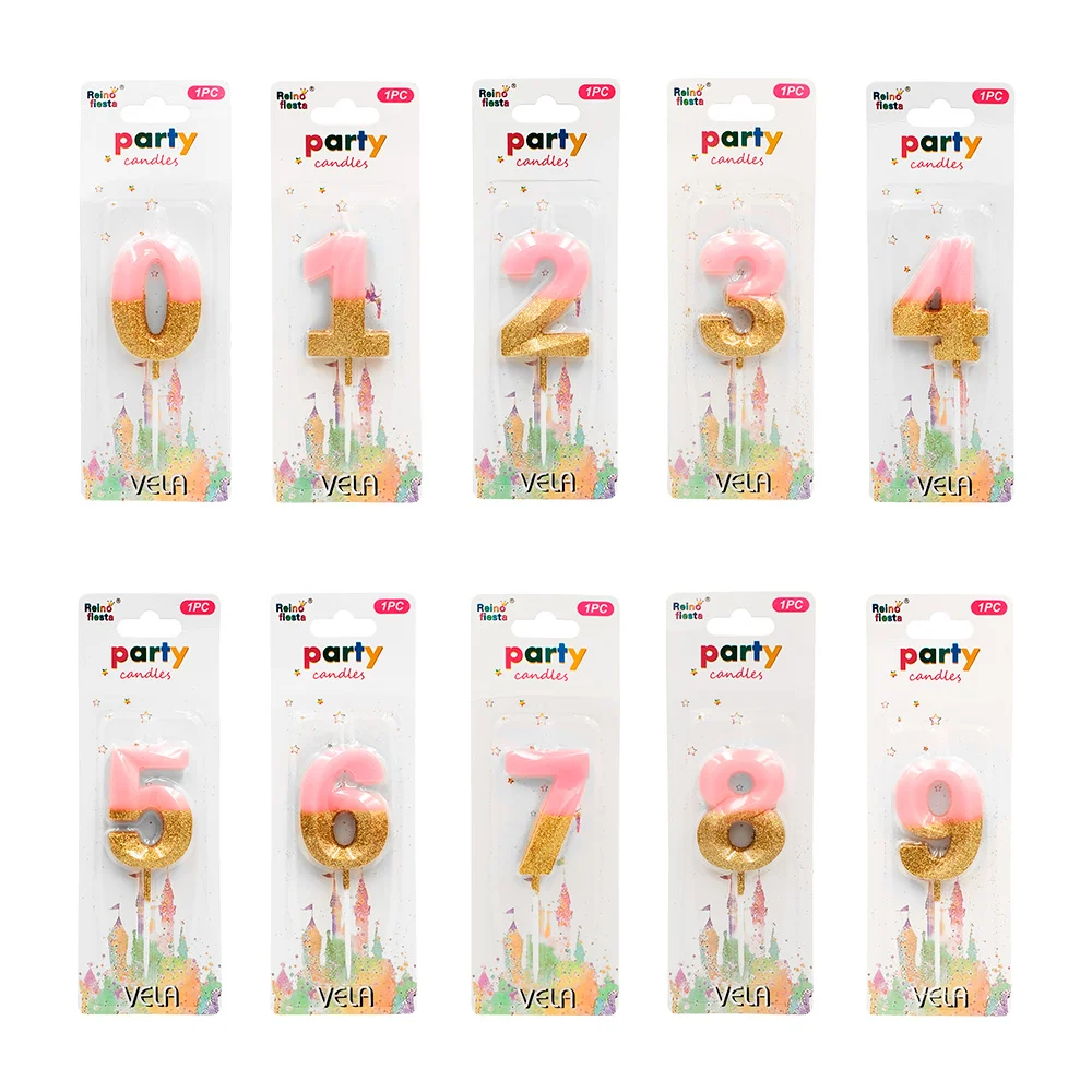 1pza Vela para cumpleaños con forma de números con diamantina, modelo…