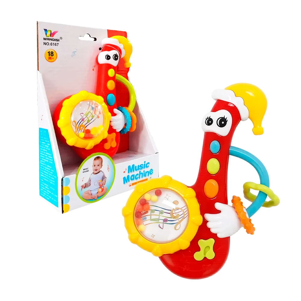 Juguete, sonaja con forma de saxofón 2en1 con luces y música para beb…