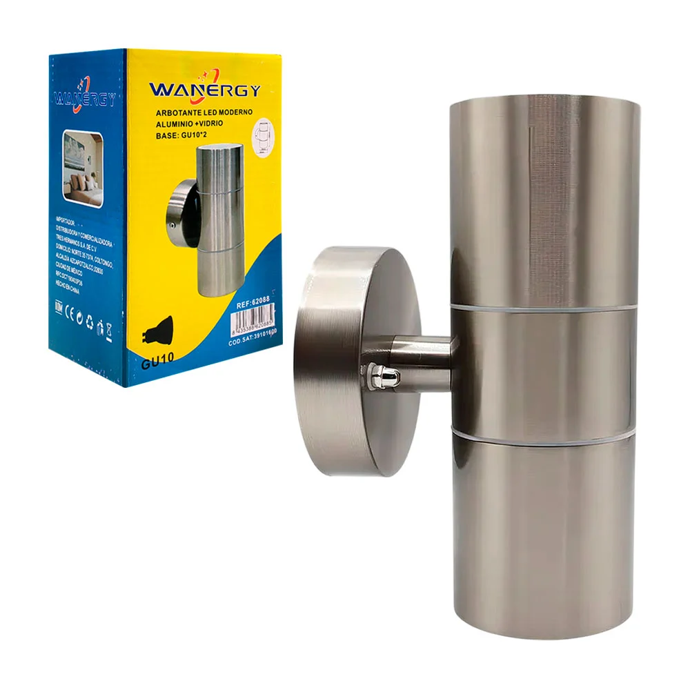 Arbotante led moderno wanergy de aluminio y vidrio, 65x165mm / 62088