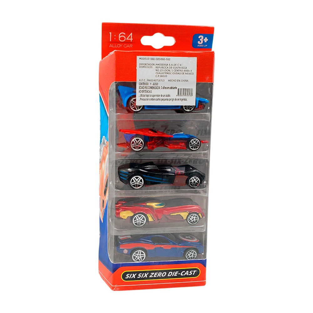 Paquete con 5 carritos scale 1:64, variedad de modelos / six six zero…