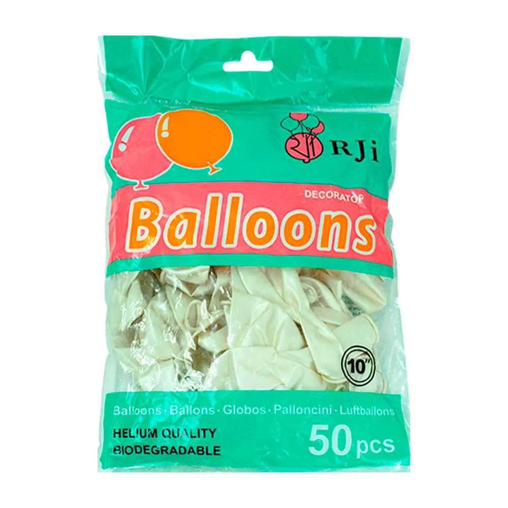 Paquete con 50 globos de latex de 10´ en color perla para decoración …