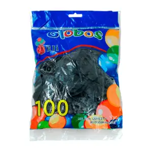 Paquete con 100 globos de látex de 10´ en color negro para decoración…