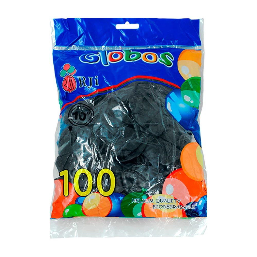 Paquete con 100 globos de látex de 10´ en color negro para decoración…