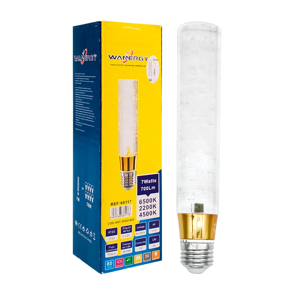 Foco led wanergy de cristal con burbujas, 7w y 140x35mm / 66117
