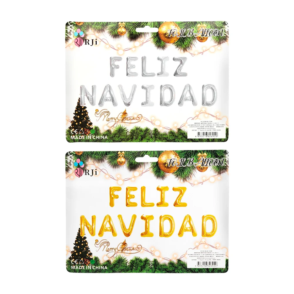 Set decorativo feliz navidad con 12pcs rji en plateado o dorado / 662…