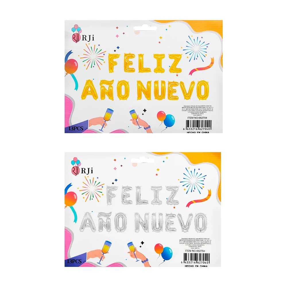 Kit de globos feliz año nuevo con 13pcs rji, variedad de colores / 66…