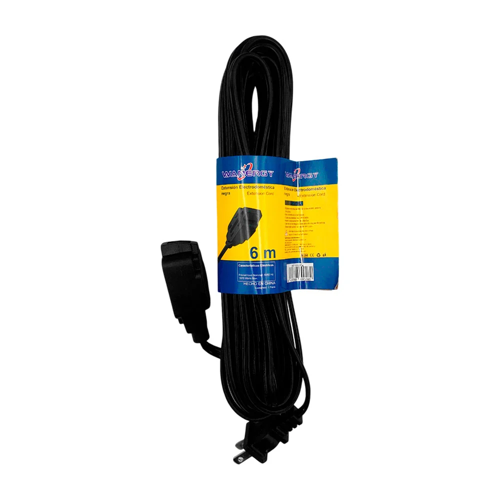 Extensión eléctrica wanergy 6m en color negro 3 tomacorrientes bifási…