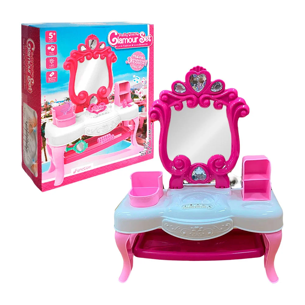 Mini tocador glamour con luces, música y accesorios para niña / glamo…