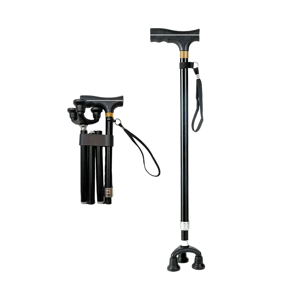 Bastón metálico plegable con mango ergonómico suave + linterna / 795-…