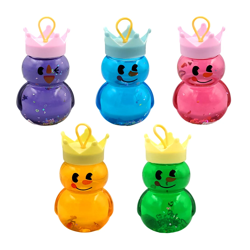 1pza Slime infantil con envase en forma de muñeco de nieve con corona