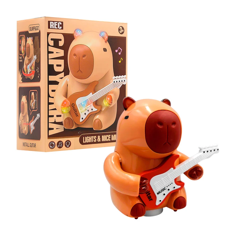 Juguete móvil con forma de capibara con guitarra + luces y música / 8…