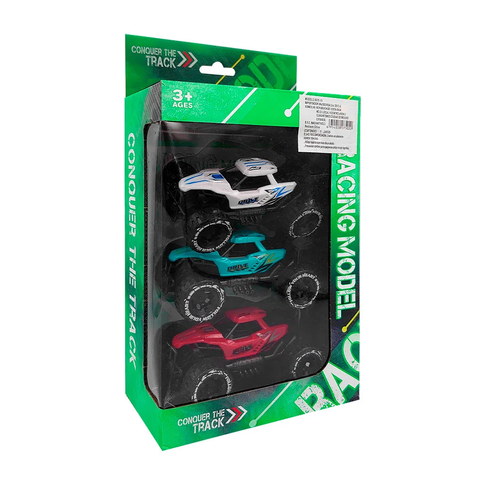 Paquete con 3 vehículos monster de fricción, varios colores / racing …