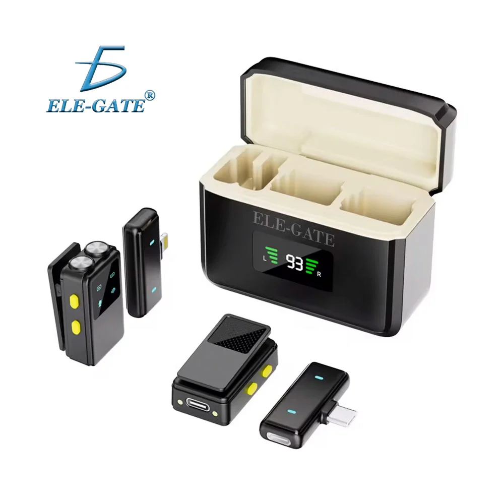 Set de micrófonos inalámbricos solapa tipo c y lightning + estuche de…