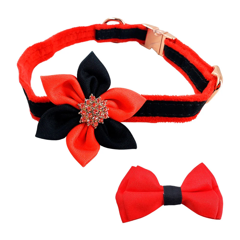 Collar afelpado para mascotas talla s, decoración de moño o flor, col…