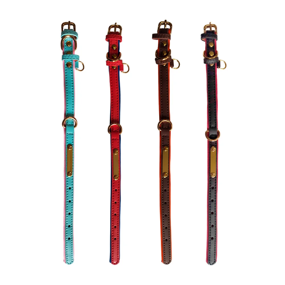 Collar ajustable bicolor talla m con placa para mascota 43cm, varieda…