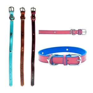 Collar ajustable bicolor tipo piel talla L espacio para pines, varied…