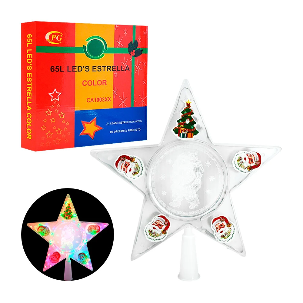 Estrella para árbol, led, con estampado de personajes y figuras navid…
