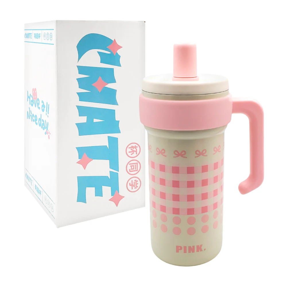 Termo de 1000ml con infusor, diseño estampado de cuadros y moños + as…