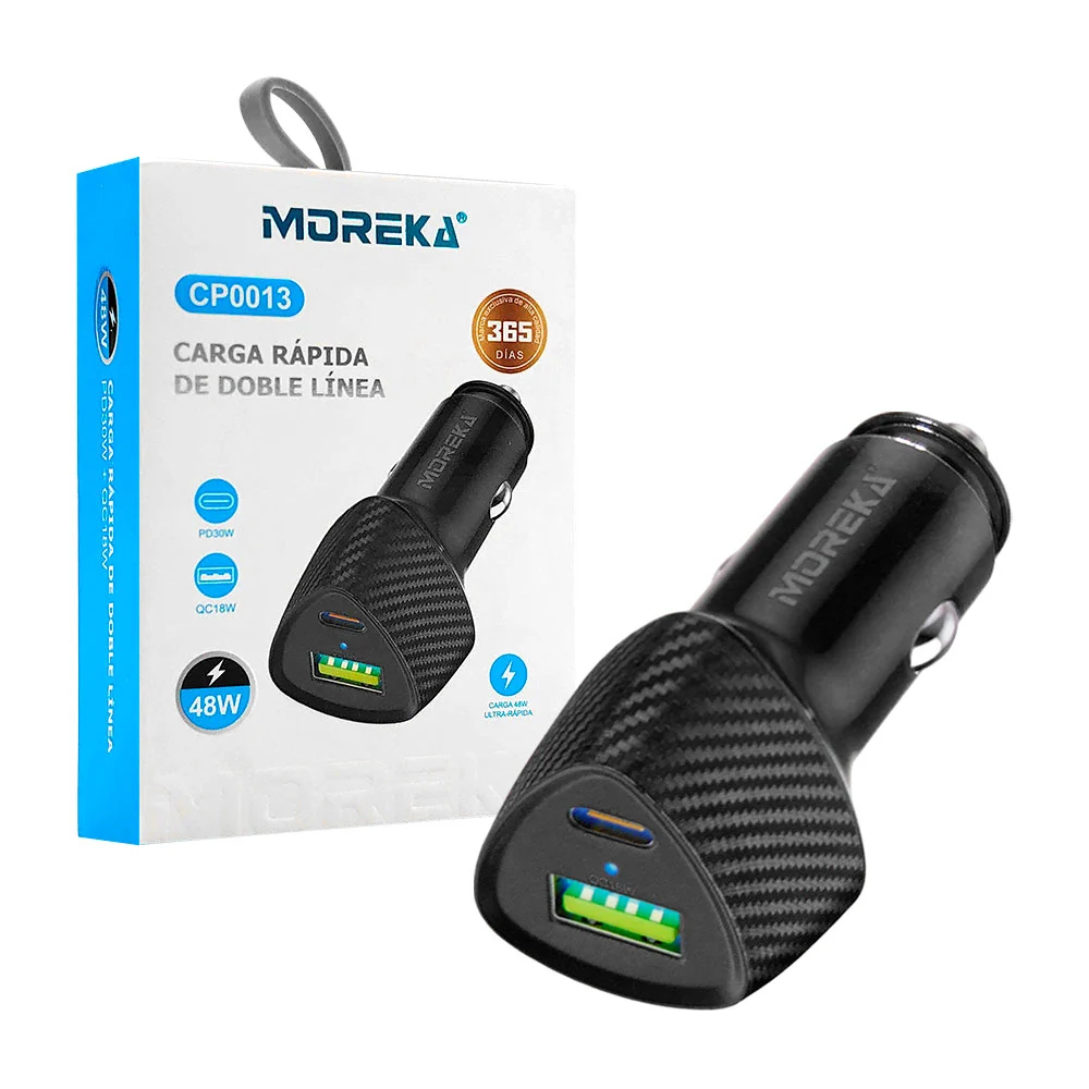 Plug cargador con doble puerto usb y usb-c, carga rápida 48w / cp0013