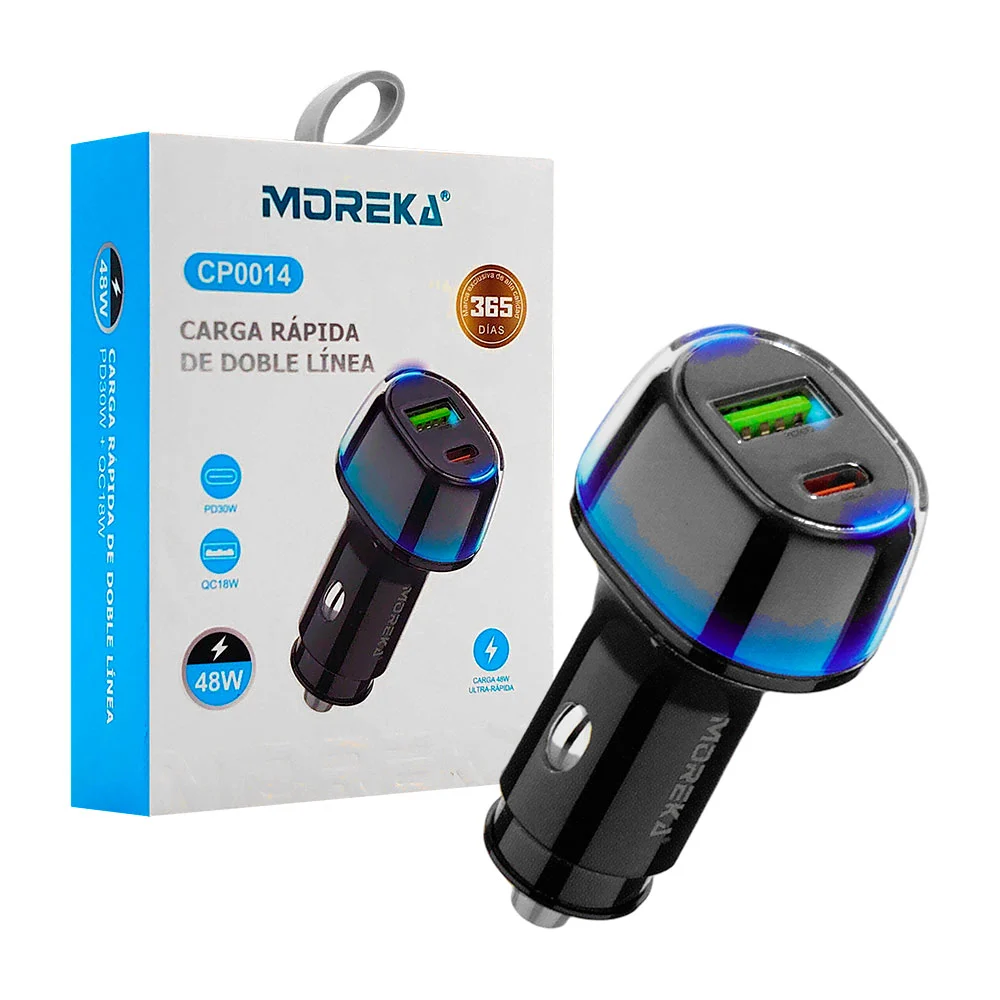 Plug cargador, doble puerto usb y usb-c, luz led, carga rápida 48w / …
