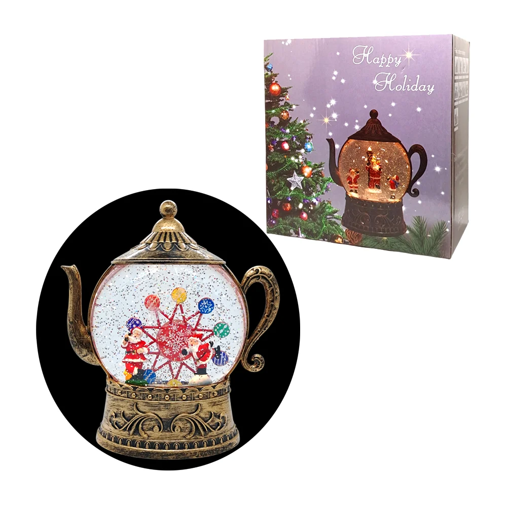 Adorno decorativo navideño, tetera vintage, musical con luz + figura …