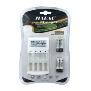 Cargador universal jiabao para baterías recargables, y 4 baterías dob…