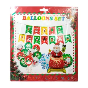 Kit decorativo navideño con globos de diversos modelos y banderín fel…