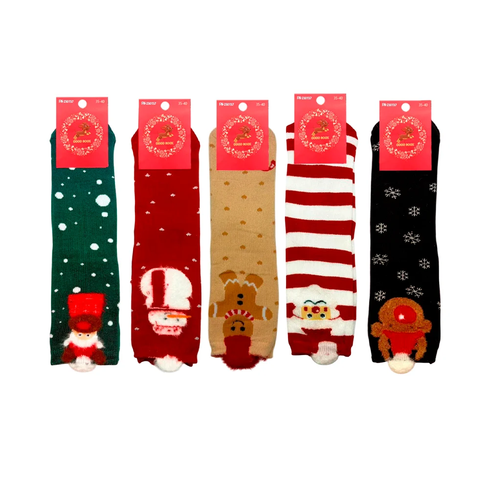 Par de calcetines navideños con orejitas, talla 35-40, variedad de mo…