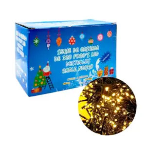 Serie decorativa de cascada, 320 led, destellos, cable negro, color s…