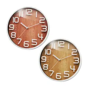Reloj de pared redondo 30cm, elegante tipo madera, números grandes y …