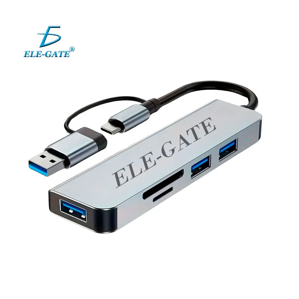 Hub adaptador 5 en 1, 1 puerto usb, 2 usb 3.0, lector sd y tf, salida…