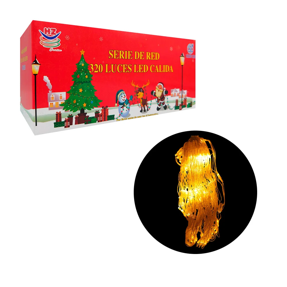 Serie decorativa, 300 luces led en tono dorado, con cable transparent…